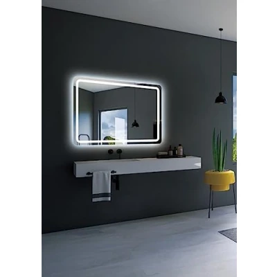 Imagen de Ledimex Espejo de baño LED Cuadrado Medida 60 x 80 cm Iluminado por con IRC &gt;80 Cantos Redondeados Sensor antivaho on/Off Modelo Grecia