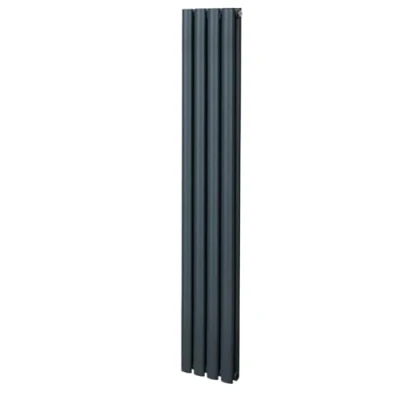 Imagen de Radiador de Columna Ovalada 1600mm x 240mm Vertical Gris Antracita Acero Montado en pared Kit fijación y soportes + Cepillo limpieza GRATIS Calefacción estufa calefactor
