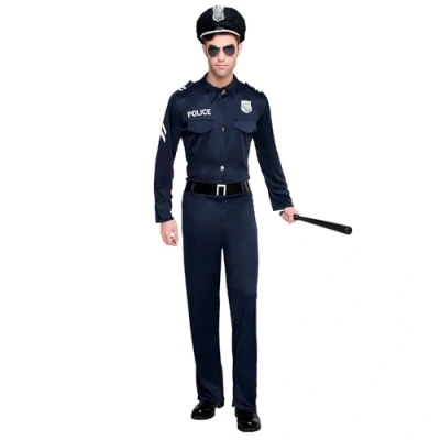 Imagen de Boland disfraz de policía para hombre, 4 piezas, fiestas temáticas, Halloween o carnaval,