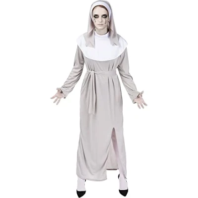 Imagen de Funidelia Disfraz de Monja Zombie Fantasma para Mujer Muerto Viviente, Halloween Adultos y Divertidos Accesorios Fiestas, Carnaval Talla 3XL Blanco
