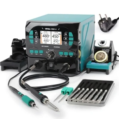 Imagen de YIHUA 992D II Kit de soldador Estaño precisión 2 EN 1 con lápiz aire caliente y C210 Estacion Soldadura pantalla LCD dinámica 8 boquillas