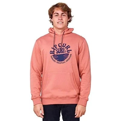Imagen de Rip Curl Sudadera con Capucha Hombre Essentials 3 Stripes French Terry Salmón
