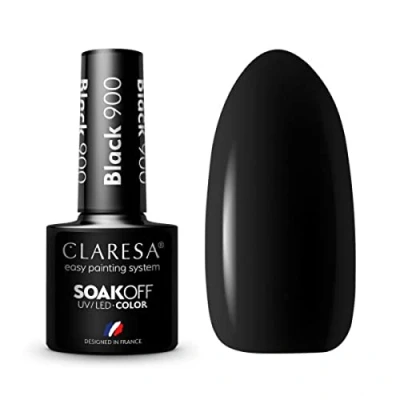 Imagen de Claresa Esmalte de uñas UV LED Collection Hybrid Manicura Soak Off Nail Polish, color negro, n.º 900, 5 ml