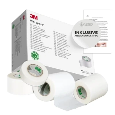 Imagen de P Beauty Cinta adhesiva de microporos 3M para extensiones pestañas, parche fieltro, hipoalergénica y transpirable, impermeable, piel color blanco, (7,6 cm, 1