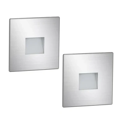 Imagen de ledscom.de 2 LED luz de escalera/luz pared empotrada FOW para interior y exterior, downlight, angular, acero inoxidable, 85 x 85mm, blanco cálido