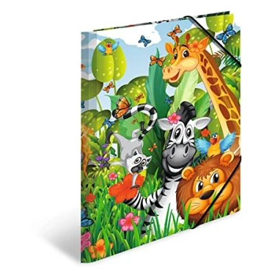 Imagen de HERMA carpeta A4 Jungla, de cartón con diseño guardería, goma, solapas interiores e impresión interior para niños, niñas y niños
