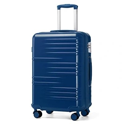 Imagen de British Traveller Maleta de Cabina Viaje Rígida Equipaje Mano ABS+PC Ligera con Cerradura TSA (28 Pulgadas, Azul)
