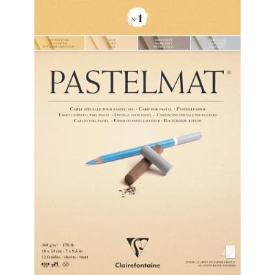 Imagen de Clairefontaine Ref 96016C Pastelmat Pastel Card Pad No.1 (12 hojas) Tarjeta de 360 g/m² 18 x 24 cm Colores surtidos Especialmente formulado para uso con pasteles
