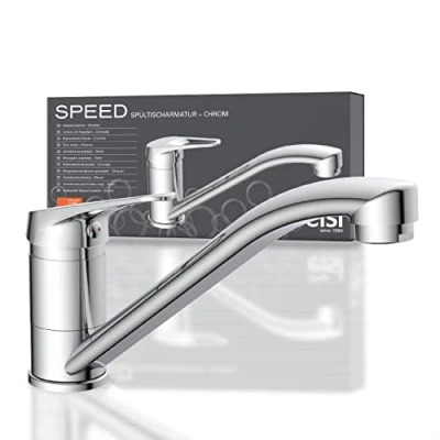 Imagen de EISL SPEED NI182SCR grifo de cocina, cocina giratorio 360, ideal para fregadero doble, mezclador fregadero, cromado