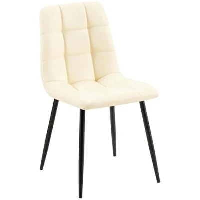 Imagen de CLP Silla de Comedor Antibes tapizada en Polipiel I Butaca salón con Base metálica 4 Patas Asiento Cocina, Color:Crema