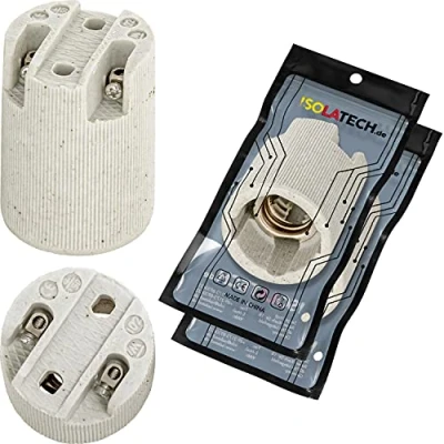 Imagen de ISOLATECH Portalámparas de cerámica E14, rosca Edison RoHS hasta 250 V y 4 (aquí: 2 piezas)