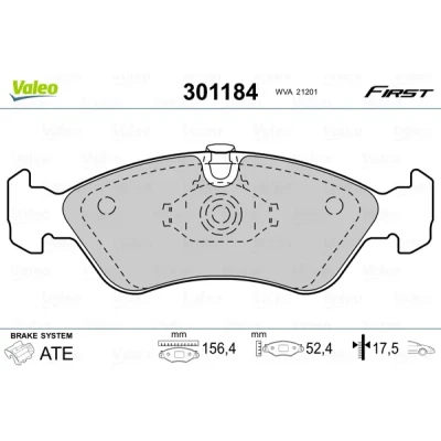 Imagen de VALEO 301184 Juego de pastillas freno FIRST Eje delantero excl. contacto avisador desgaste sin chapa antichirridos OPEL: Vectra A Berlina