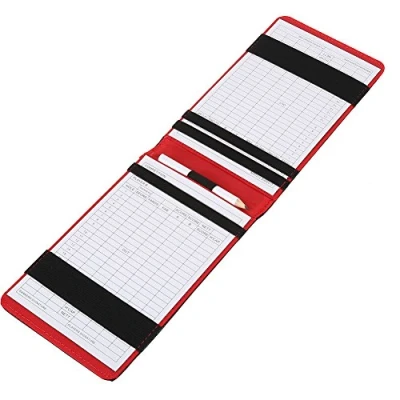 Imagen de VGEBY Tarjeta de Golf Counter Contador Puntaje Accesorios Funda Cuero PU con Tarjetas Puntuación y Lápiz(Negro) Tarjetero