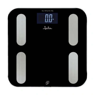 Imagen de Báscula de baño Jata 593, Bluetooth, Peso máximo 180 kg, Precisión 100 g, App OkOk, 8 funciones, Negro