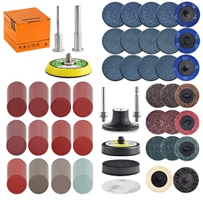 Imagen de Tshya Paquete de 270 discos lijado 2 pulgadas, accesorio para amoladora con placa respaldo vástago 1/8 &quot;y 1/4&quot;, almohadillas incluye grano 36 3000