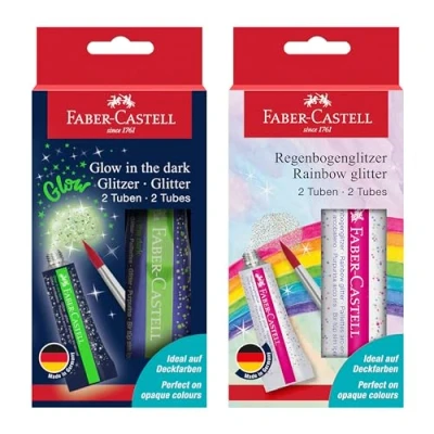 Imagen de Faber Castell 205213 Glitter Regenboog en Glow In The Dark, 2 x 12 ml elk, om te schilderen knutselen