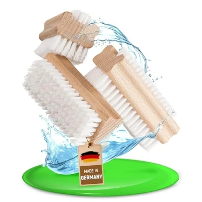 Imagen de AMZTRADE® cepillo de uñas madera (3 unidades), mano haya, cerdas plástico robustas, duro y suave