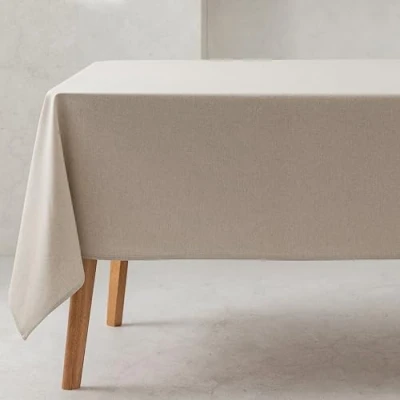 Imagen de GAMUSI Mantel Liso Tela algodón orgánico Impermeable Antimanchas Rectangular Color Gris Claro 140x180 cm