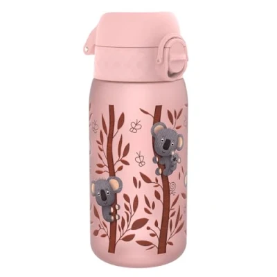Imagen de Ion8 Botella de Agua para Niños, 350ml, a Prueba Fugas, Fácil Abrir, Cerradura Segura, Apta Lavavajillas, Sin BPA, Asa Transporte, Limpiar, Neutro en Carbono, Diseño Koalas
