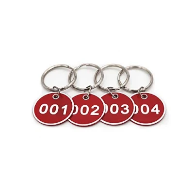 Imagen de NanTun Juego de llaveros con chapas metal numeradas, aleación aluminio, para llaves, número identificación, numerados, 50 unidades, rosso, 51 to 100