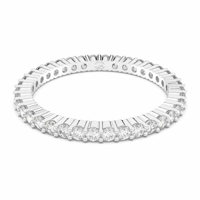 Imagen de Swarovski Anillo Matrix Vittore, corte redondo, blanco, acabado plateado, Cristal, Cristal