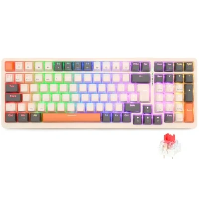 Imagen de Rii RK909 Teclado 96% Gaming Mecánico, 3 Modos de Conectividad, Retroiluminación LED, Layout Español (Interruptores Rojos)
