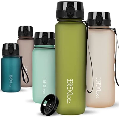 Imagen de 720DGREE Botella Agua 650ml “uberBottle“ Tamiz Fruta, softTouch Sin BPA, Prueba de Fugas, Reutilizable Cantimplora, Water Bottle ideal para Deporte, Fitness, Gimnasio, Senderismo, Colegio