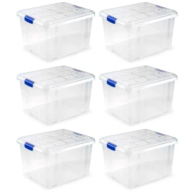 Imagen de AC Pack de 6 Cajas ordenación plástico Transparente N.º 2. Contenedor para almacenar Juguetes, Libros, Ropa, Mantas. Capacidad 25 litros. Dimensiones Aprox.: 42,2 x 35 25,6 cm