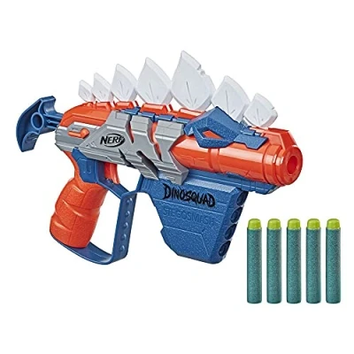 Imagen de Lanzador de dardos Nerf DinoSquad Stegosmash, porta para 4 dardos, 5 oficiales, diseño dinosaurio, puntas pico Estegosaurio