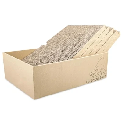 Imagen de Magrimaxio 5 Piezas Rascador para Gatos Carton, Gato Carton Corrugado, Cat Scratcher 43 X 25.4 12.7cm, Caja Rascadora con Cartón Reversible, Alfombrillas de Rayar