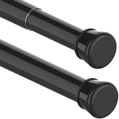 Imagen de 1 barra de cortina sin taladrar, ducha extensible para ventanas, armario, baño, 62 85 cm diámetro, color negro (diámetro 25 mm)