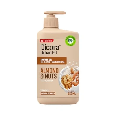 Imagen de Dicora Urban Fit Gel de Ducha con Vitamina B Almendras &amp; Nueces Baño Nutritivo e Hidratante Extractos Naturales Tamaño 825 ml