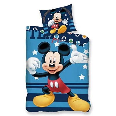 Imagen de AYMAX S.P.R.L. Mickey Mouse Juego de Cama Infantil (140 x 200 cm, Funda Almohada 65 100% algodón), diseño