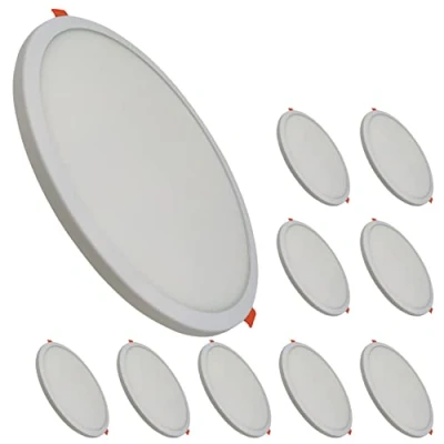 Imagen de LED ATOMANT Pack 10x Panel Redondo Plano 20W Corte Ajustable 50 180mm, Blanco Frio (6500K), 1800 lumenes, Driver incluido
