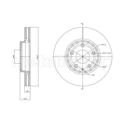 Imagen de METELLI 23 1850C Disco de freno 297,0 28,0 5 68,0 ventilado barnizado MAZDA: CX I, II