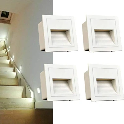 Imagen de Arotelicht 3W luces de escalera LED con luminaria empotrada en la pared empotrable el, aluminio, 230V (cool white, white cover)
