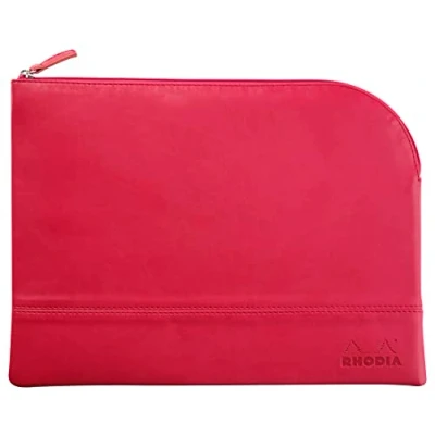 Imagen de Rhodia 116530C Rhodiarama pochette zippé en simili cuir italien taille S (11x17 cm) TOUCHE de ROSE