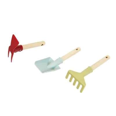 Imagen de Theo Klein Herramientas de jardinería I Incluye Pala, rastrillo y azada Doble con Mango Corto Madera Plástico Reciclado Apto para niños a Partir 3 años (7681)