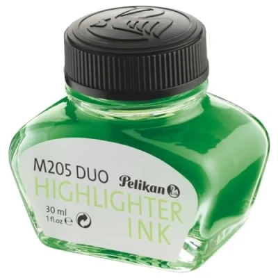 Imagen de Pelikan 339580 Tinta para pluma estilográfica 4001, frasco de vidrio 30 ml, color verde fluorescente, en caja regalo