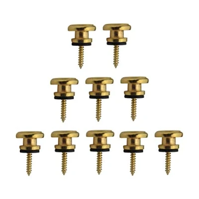 Imagen de FLEOR 10 piezas de correa metal para guitarra, cabeza setas, botón, cierre, pasadores con tornillos montaje bajo guitarra eléctrica acústica, dorado