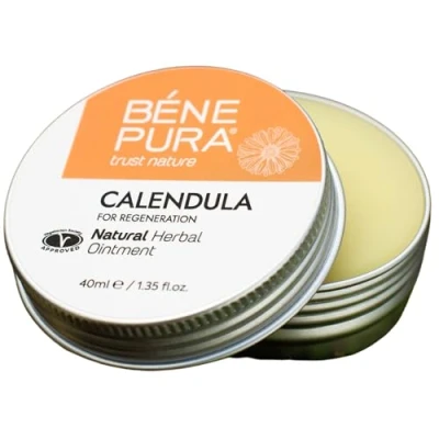 Imagen de BenePura Pomada Caléndula para Quemaduras, Cicatrices y Heridas Regenera Alivio la Piel Después de Cortes Quemaduras Solares Ungüento Hierbas Naturales 40 ml
