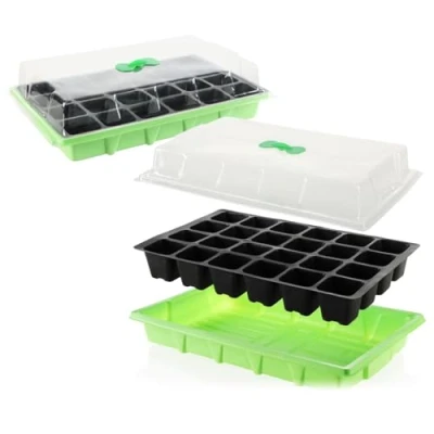 Imagen de com four® Juego de Cultivo 2X para el Plantas pequeñas Flores, Frutas y Verduras (Invernadero 2 Habitaciones Verde/Negro)