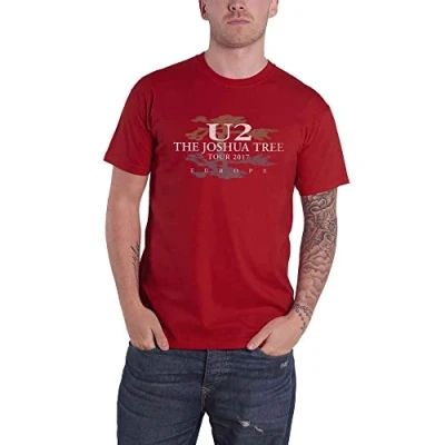 Imagen de U2 T Shirt Joshua Tree 2017 European Tour Nuevo Oficial De Los Hombres Rojo Ex Size L