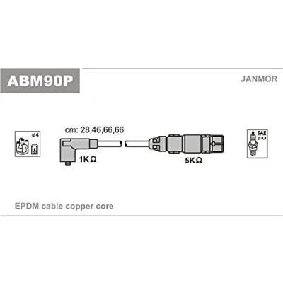Imagen de JANMOR ABM90P Juego de Cables Encendido AUDI: A3 Hatchback, SEAT: Toledo 2 Limousine