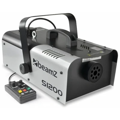 Imagen de BeamZ S1200 MKII máquina de humo 1200W, con tanque 900ml. salida 215m3 por minuto, control remoto cable 3 metros programador, sólida y fácil transportar