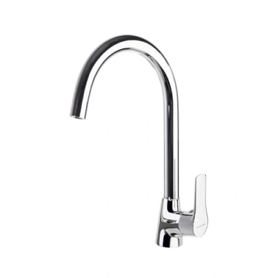 Imagen de Ramon Soler Grifo de Fregadero Cocina Monomando con Caño Cisne Cromado Sistema S2 Ahorro Agua Serie Titanium