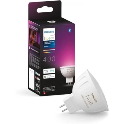 Imagen de Philips Hue Bombilla LED Inteligente MR16, Luz Blanca y de Colores, regulable, 6.3W, Compatible con Amazon Alexa (Echo, Echo Dot)