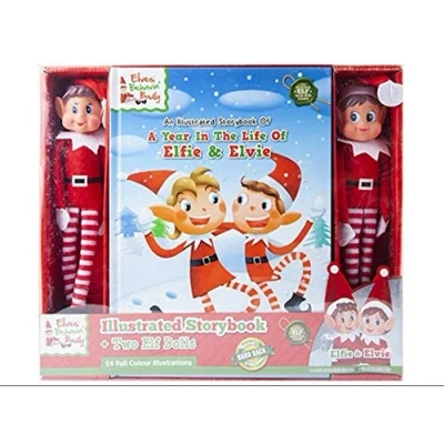 Imagen de Elves Naughty Caja con libro de Navidad y 2 muñecos en forma elfo