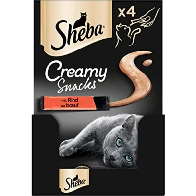 Imagen de Sheba Creamy Snacks Delicias cremosas para Gatos con Carne de Res Prácticos palitos lamer la Mano 44 x 12 g golosinas