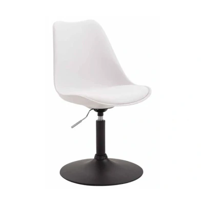 Imagen de Silla de Comedor Maverick con Estructura Plástico I Espera Asiento Cuero Sintético Visita Regulable en Altura, Color:Blanco, Color del Marco:Negro